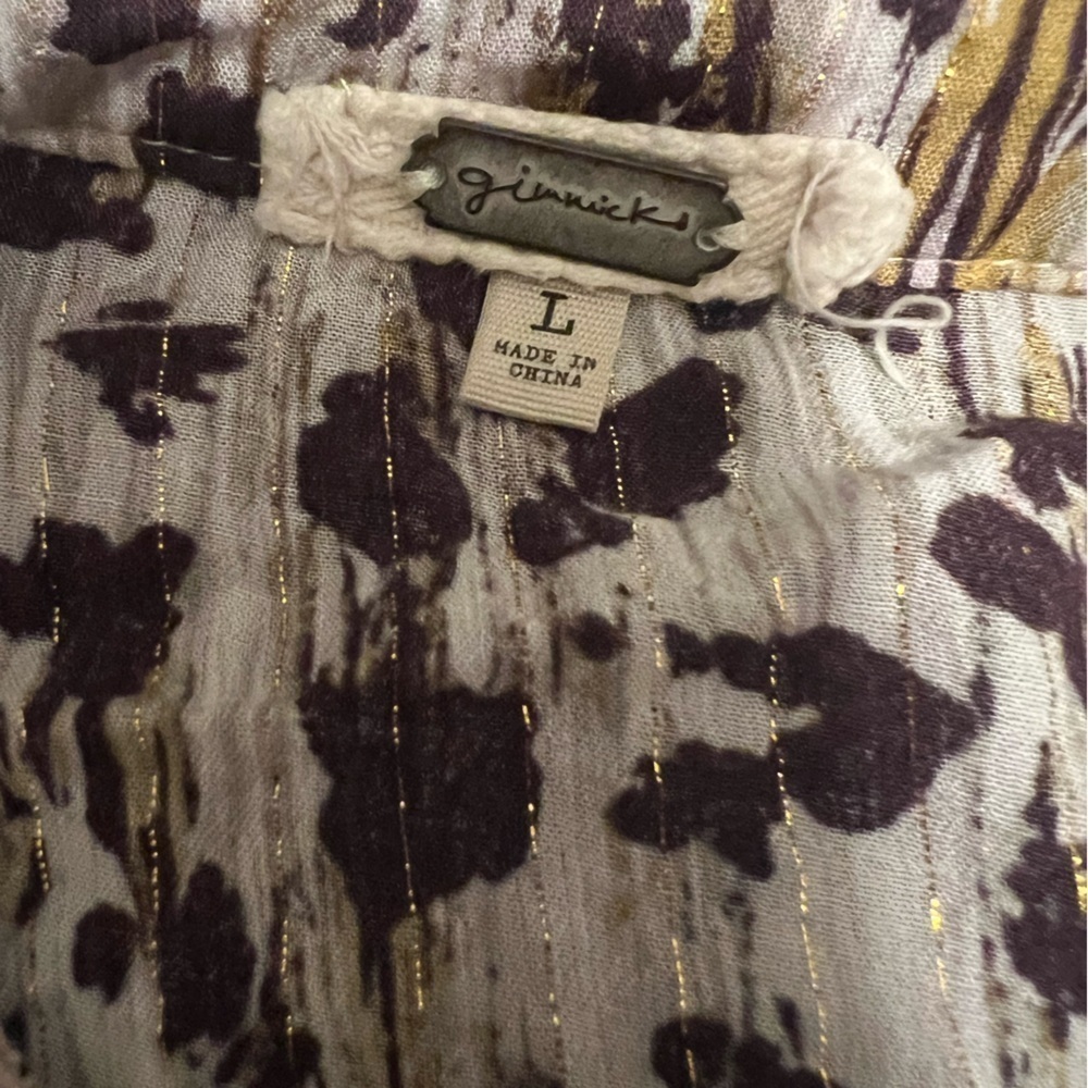 Gimmicks stretchy animal print gold metallic lace western top size L EUC - Picture 12 of 12